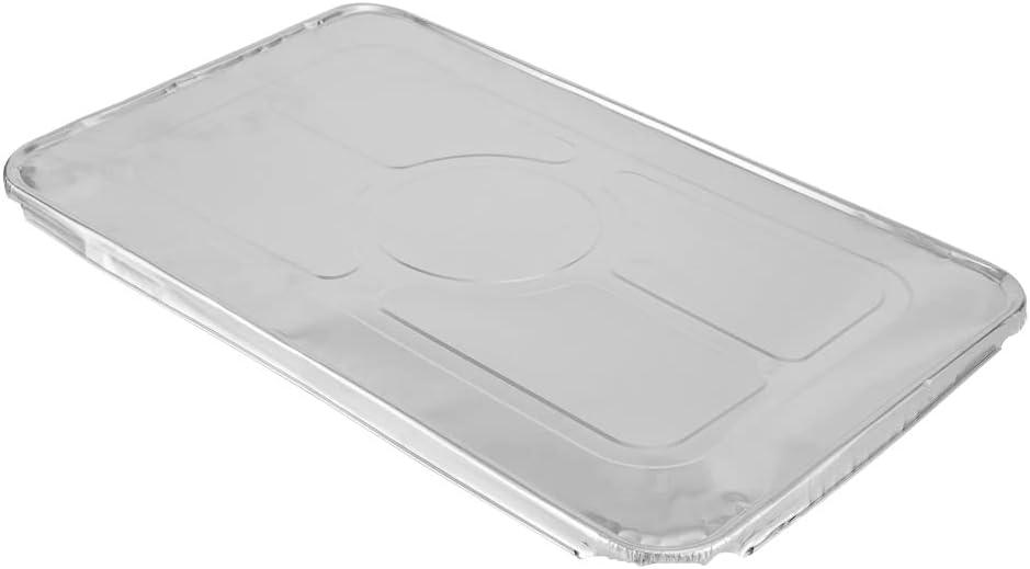 Restaurantware-LIDS ONLY: Foil Lux Foil Pan Lids Pack of 25 Oven-Ready Aluminium Tray Covers - Pans Sold Separately, Fits Full-Size Steam Table, Foldable Edges, Freezable, Silver, Disposable