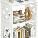 BYFU White Side Table, Small End Table with Storage Shelf, 3-Tier Nightstand Bedside Table Bookshelf Bookcase Display Rack for Small Spaces Bedroom Bathroom Living Room Office