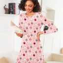 Ekouaer 2 Pack Nightgowns for Women Long Sleeve Night Gowns Women Night shirt Pj Dress Nightshirts Sleepwear (XXL)