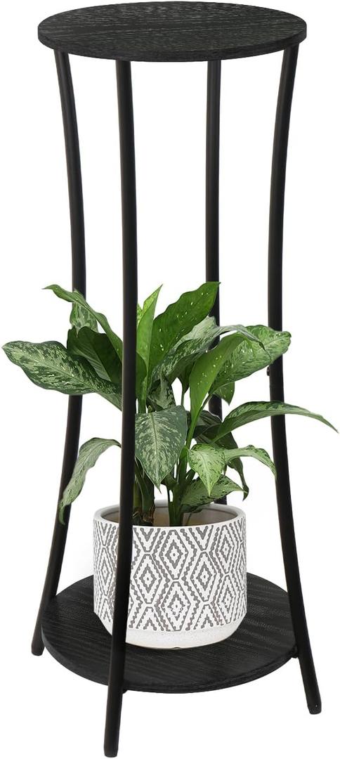 YINMIT Plant Stand Indoor,Round Potted Holder Rack,Flower Pot Stand Shelf,Round Supports Rack,Corner Plant Shelf for Balcony Garden Patio Living Room,Black (29.9 In-Height)