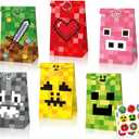 24 Pcs Game Theme Gift Bags, Pixel Gift Wrap Bags, Small Candy Bag, Plus 4 Adorable Stickers as a gift.