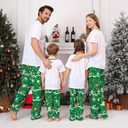 Christmas Pajamas for Family Matching Holiday PJ's Jammies Sets with Short Sleeve Tee and Pants Sleepwear Loungewear (White, M)