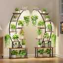 Plant Stand Indoor with Grow Lights, 9 Tiered Metal Plant Shelf, 64" Tall Plant Stand for Indoor Plants Multiple, Large Plant Rack Display Shelves, Curved Plant Holder for Living Room, Patio
