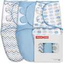 GLLQUEN BABY Swaddle Sleep Sack - 3 Pack Infant Swaddles for Newborn, Baby Swaddling Sack 0-3 Months, Ergonomic Newborn Swaddle Blanket for Baby Boy and Girl, Blue & Elephants, Small/Medium (0-3 Month)