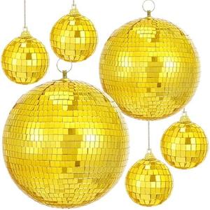 Mirror Gold Disco Ball: Large Bright Hanging Mirror Ball 6 Pcs Reflective Disco Ball Ornaments- Bars Stages 70s KTV Shows Dance Music Festivals Decoration (10'', 8'', 3.2'')
