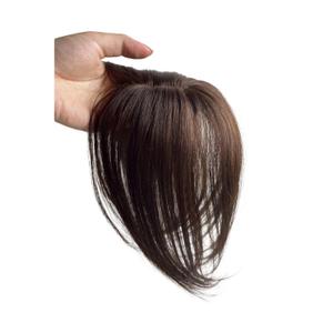 Bang Wig Natural Human Hair Bangs Side Fringe for Women 3D Middle Part False Bangs Clip-in Extensions Invisible Hairpieces Bangs Hair Clip(Dark Brown)