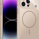 TOBOVON for iPhone 14 Pro Max Case with Camera Lens Protector, Compatible with MagSafe, Slim Matte Magnetic Shockproof Phone Cover for iPhone14 ProMax, Gold