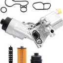 Engine Oil Cooler Filter Housing Adapter Set with Gasket, Insert, Cap for 2011-2021 Cruze Trax Encore 1.4L Turbo, OE# 55566784, 55565388