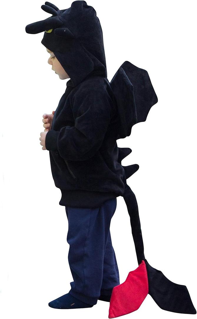 ComfyCamper Adorable Dragon Hoodie for Boys Girls Kids and Adults as Cute Animal Dragon Costume Sweatshirt (8-10 Years, Black)