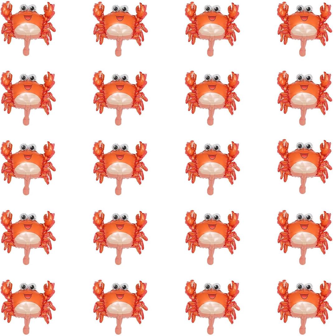 20pcs Mini Crab foil Balloon Mini Ocean Animal Mylar Balloons for Under The Sea Party Ocean Theme Birthday Baby Shower Anniversary Wedding Party Decoration Supplies