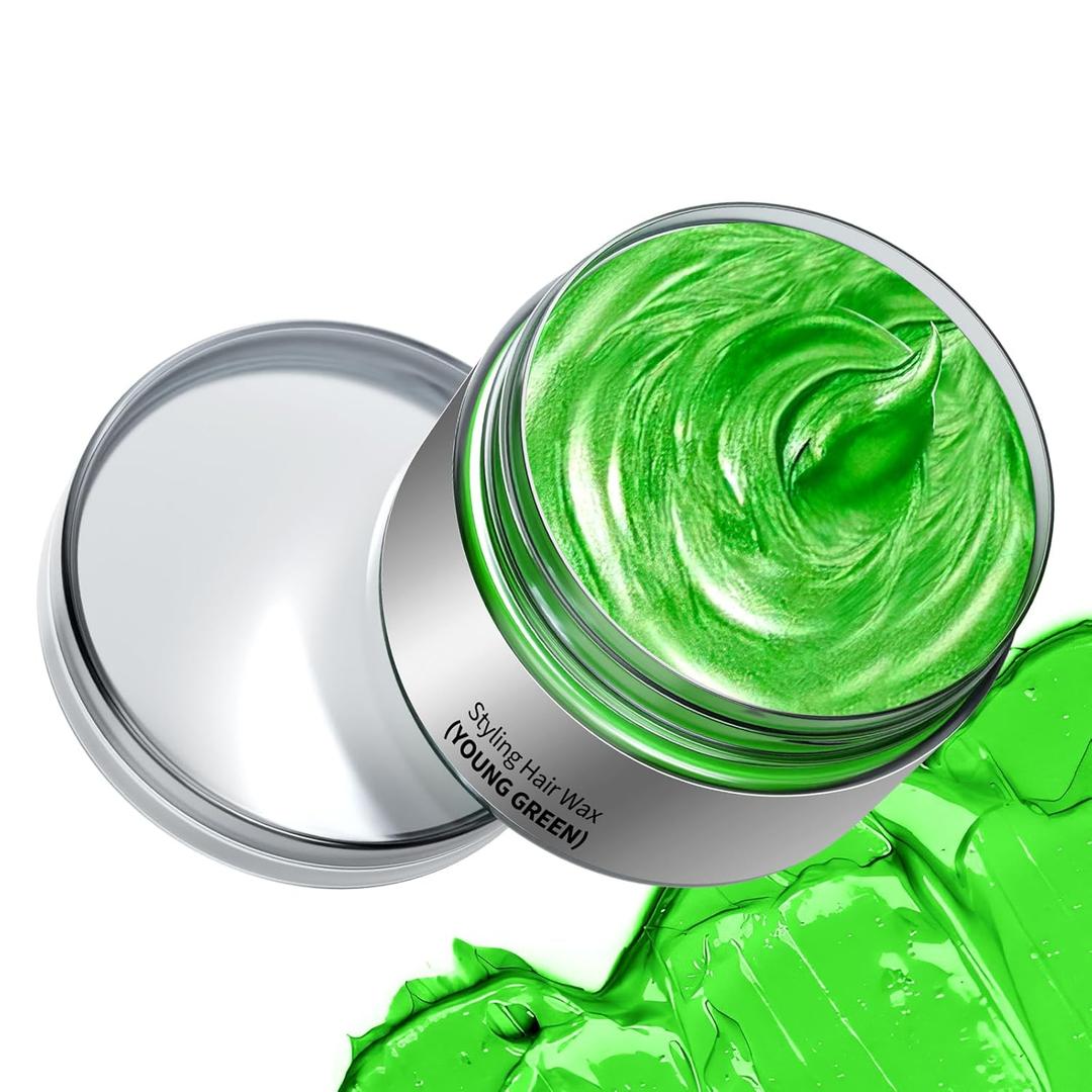 Green Hair Dye, Green Temporary Hair Color Wax, Natural Instant Hair Wax Color, Washable Hair Dye, DIY Temporary Hair Color for Women Men Party Cosplay Halloween, 120g