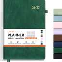 SUNEE 2026-2027 Weekly & Monthly Hardcover Planner 5.5" x 8.3" - 12 Month (July 2026 - June 2027), Small Academic Year Calendar Planner, Pocket, Notes, 100 GSM Paper, Deep Green