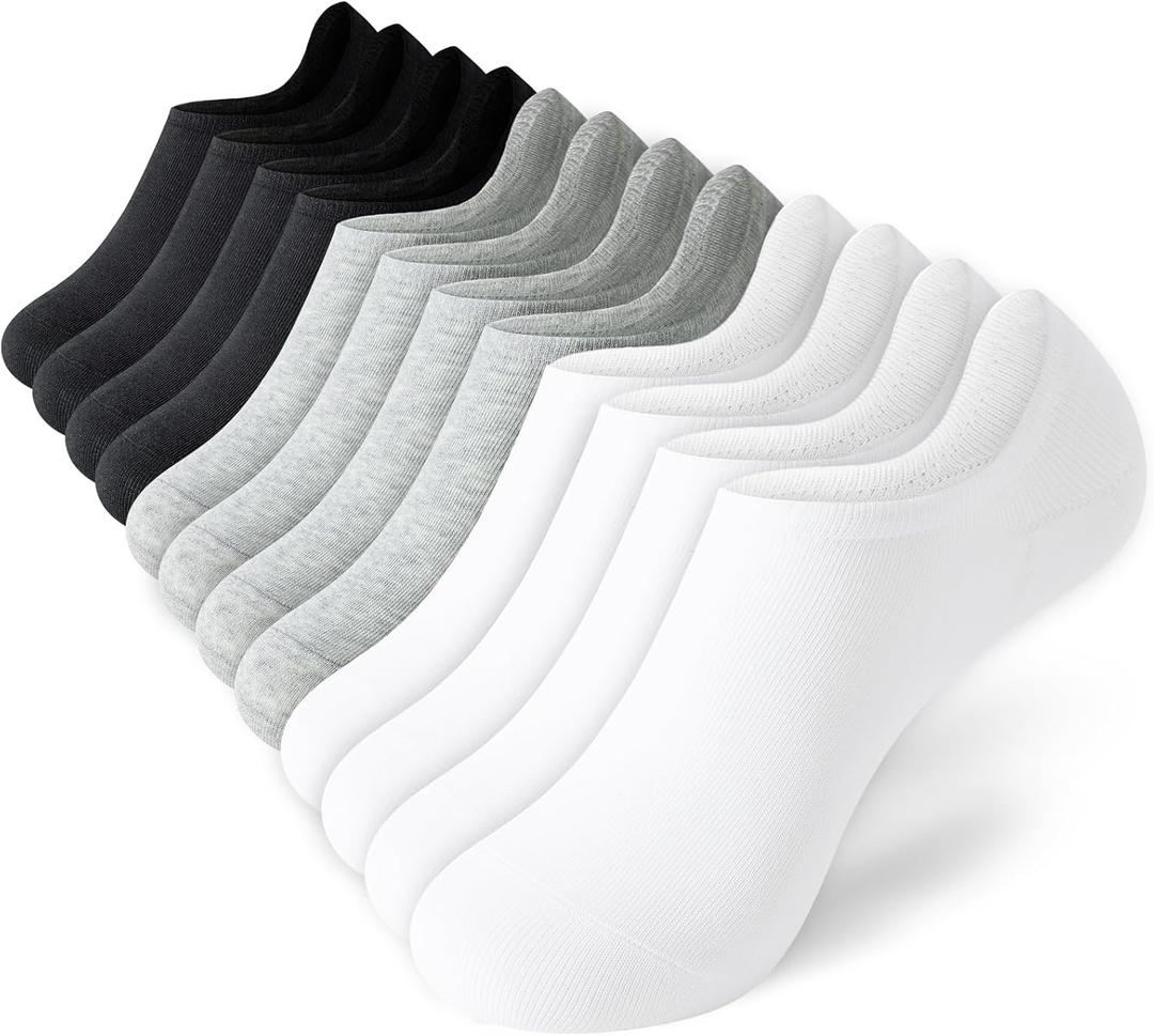 Black No Show Socks Womens 4 pairs Cotton Low Cut Tube Socks Anti Slip Casual Sports Shoes Short Size 6-9 9-12