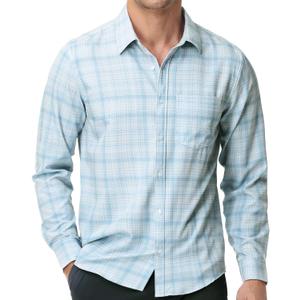 fohemr Mens Button Down Shirts Plaid Long Sleeve Dress Shirt Wrinkle Free Business Casual Gingham Shirt Tops (Blue, XL)