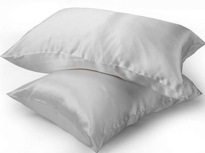 Silk Pillow Cases Standard Size, Oeko-TEX Certified , 2 Pieces, Silver