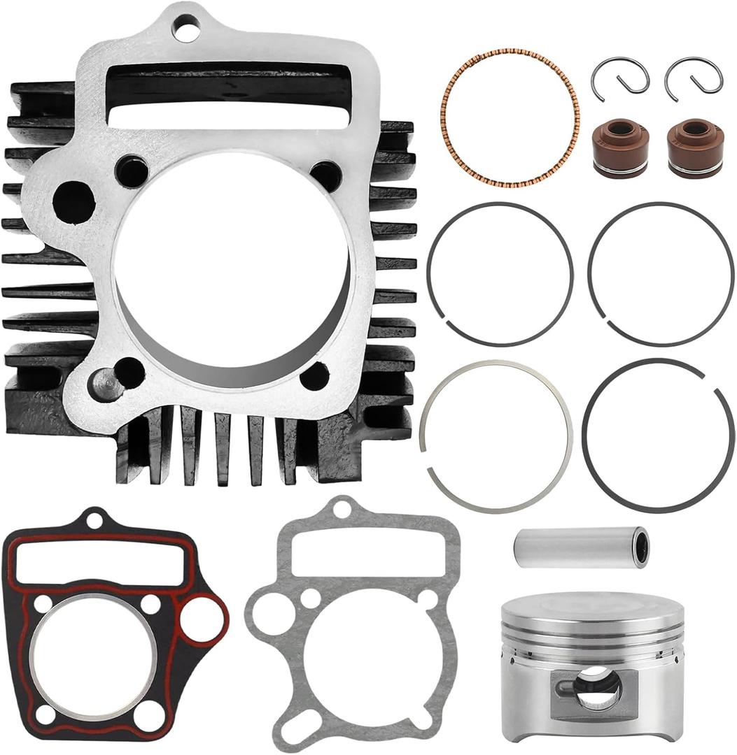 Anxingo 52.4mm Engine Cylinder Big Bore Rebuild Kit, Cylinder with Piston Ring Kit for Most Chinese 90cc 110cc 125cc Engines, Replacement for Taotao, Replacement for SSR