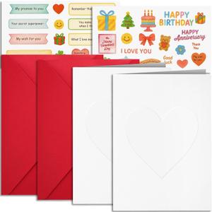 Recordable Greeting Card 2-Pack Voice Recording Card with 60-Second Custom Message, 2 Cards, Envelopes & Sticker Sheets Recordable Birthday Card & Voice Recording Gift for Valentines Day, Wedding