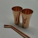 2actielife Pure Copper Tumbler Set of 2 With 2 Copper Straws Handcrafted from 100% Pure Cups. Ideal for Home, Office & Gifting and Parties Capicity 10 oz (300 ml)
