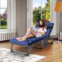 ABORON Heavy Duty Tanning Chair, 5-Gear Outdoor Folding Chaise Lounge Chair with Cushion,Portable Beach Lounge Chair for Outdoor Sunbathing Patio Pool Lawn Deck Poolside (Purplish Blue), 75.2 X 26.8 X 11.8 Inches
