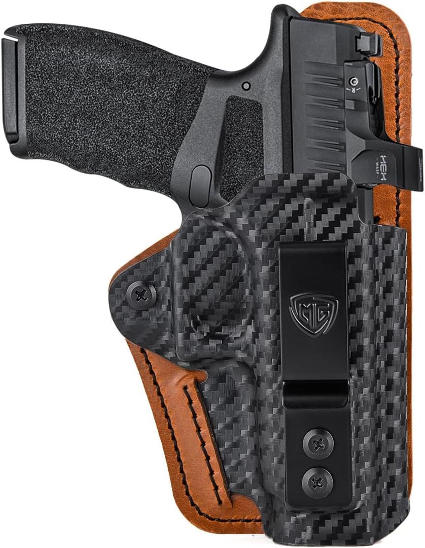 Hellcat Pro Holster with Comfort Foam Pad, IWB Kydex Leather Hybrid Holster for 9mm Springfield Armory Hellcat Pro & 3" Hellcat Micro OSP Pistol - Red Dot Optics Cut - Inside Waistband Concealed Carry (Black Carbon Fiber, Right Hand)
