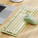 V3 Wireless Keyboard and Mouse with Single Backlit, Metal Panel, Bluetooth/2.4G Rechargeable Silent Keyboard and Mouse Combo Light up Full Size Cute Keyboards, Green