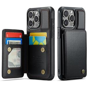 Vinich for iPhone 15 Pro Wallet Case with Card Holder, RFID Blocking Credit Slots Kickstand Shockproof Phone Cover for Women Men, Black