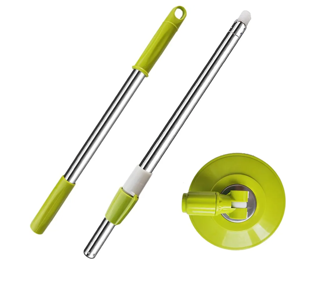 Spin Mop Replacement Mop Handle, 49-inch 360 Degrees Rotating Telescopic Replacement Mop Stick with Reinforced Plastic Disc for Spin Mop Bucket Cleaning System (Plastic Disc, Green)