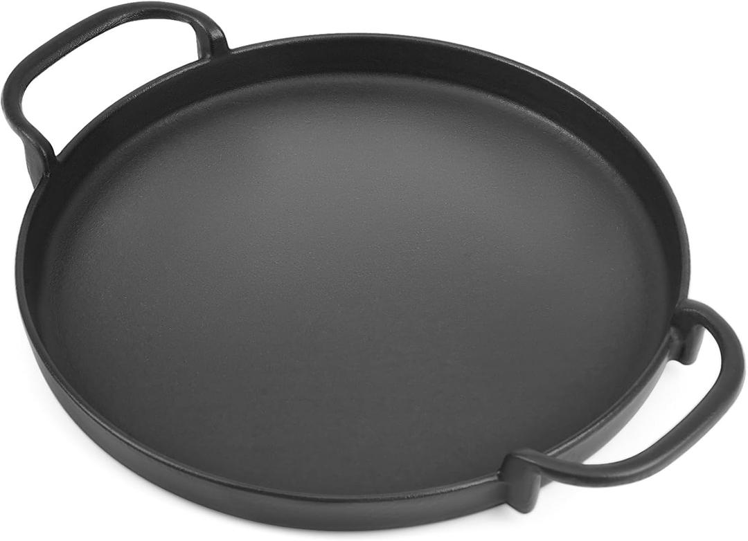 onlyfire Cast Iron Griddle with Handles for Weber Gourmet BBQ System, Fits for Weber 22" Charcoal Kettle Grills, Suitable Size Gas Grills, Range Ovens or Outdoor Cooking