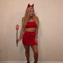 BEAGIMEG Women's Ruched Cami Crop Top Bodycon Skirt 2 Piece Outfits Dress (Red, S)