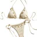 Women's Shell Decoration Boho Bathing Suit Halter High Waist Summer Swimsuit Bikinis Set