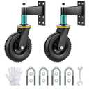 Gate Wheel 6 Inch for Metal Tube Gate Wooden Gate 600lb Capacity, 360 Rotation Heavy Duty Farm Gate Wheel Spring Shock Absorbing Gate Caster with Screws & Screwdriver, 2 Pack
