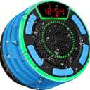 IPX7 Waterproof Speaker, Bluetooth Portable Wireless Shower Speakers with LED Display, FM Radio, Suction Cup, Light Show, TWS, Loud Stereo Sound for Pool Beach Home Party Travel Outdoors