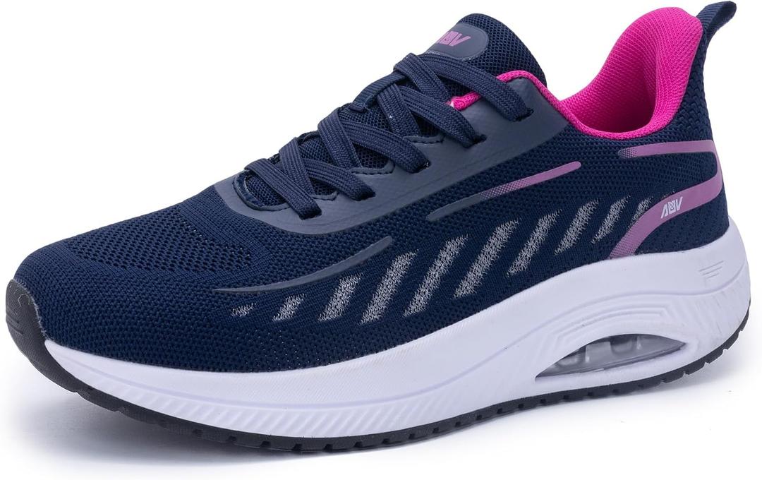 Women's Arch Support Walking Shoes Tennis Shoes Orthotic Sneakers for Plantar Fasciitis Foot Pain Relief NavyPink Size 7.5