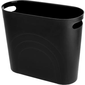 zoocatia Small Trash Can Garbage Can Container Bin with Handles 3 Gallons Plastic Wastebasket for Bathrooom, Bedroom, Office, Kitchen, Laundry Room, Dorm Room - Black (1 Pack)