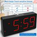 Peakeep Digital Clock, Alarm Clock for Bedrooms with USB Charger Port - Large Big Numbers 5 Brightness for Seniors, Battery Backup, Loud Alarm 5 Volums (Black with Red Digits)