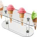 JIANWEI Ice Cream Cone Holder, 4 Holes Transparent Acrylic Cupcake Cake Stand, Reusable & Easy to Clean, Perfect for Parties, Weddings, Birthdays