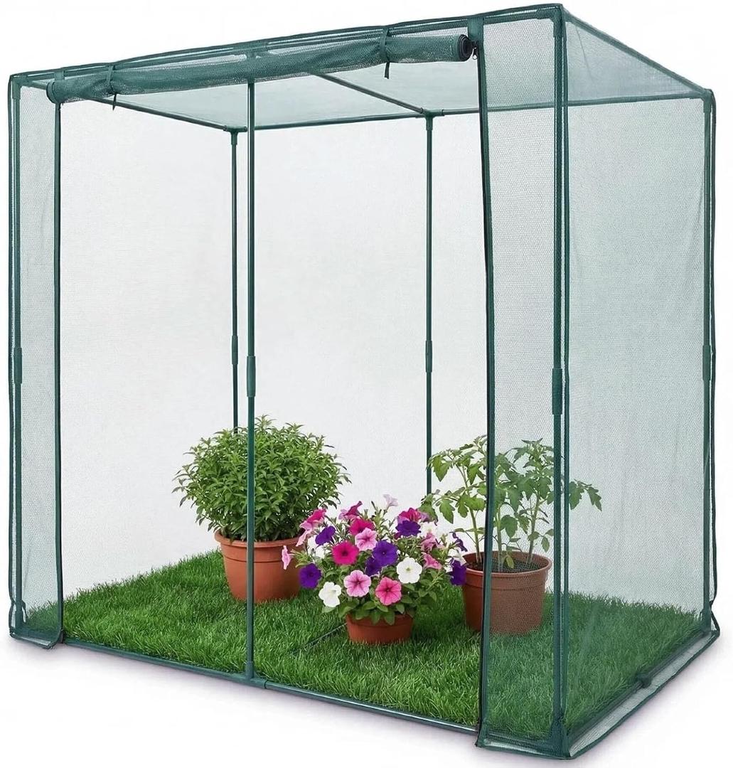 78" L x 39" W x 71" H Crop Cage, Plant Protection Tent with Heavy Duty Steel Frame and Zippered Door, Green Netting Cover for Garden, Lawn, Yard