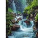 Waterfall Canvas Wall Art Nature Forest Pictures Zen Wall Decor Bathroom Decor Virginia Falls Landscape Poster Prints Tropical Mountain Scenery Painting Artwork Spa Living Room Home Decorations 12x16 (ZRPB06)