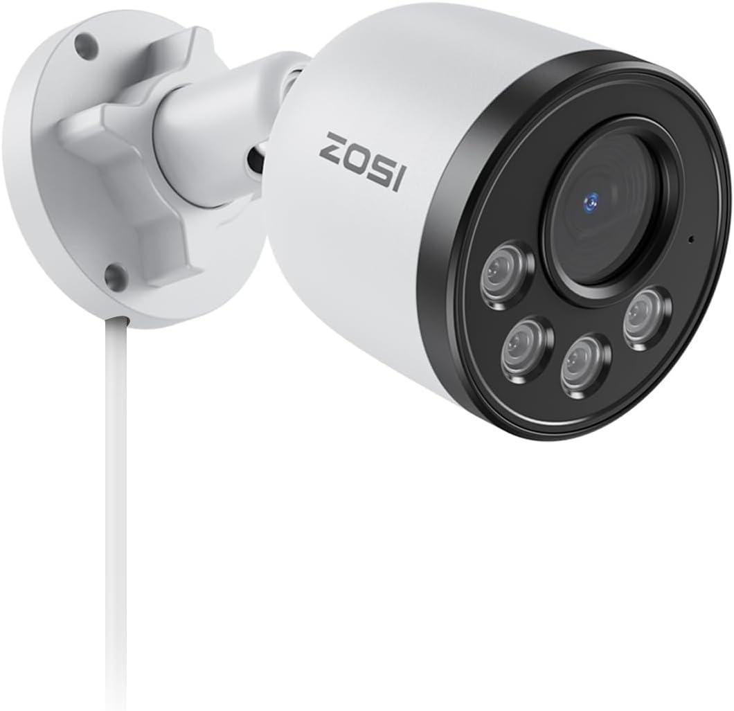 ZOSI ZG1804E 4MP Add-on Camera with Audio,Outdoor PoE Security Camera with Night Vision,Smart Human Detection,IP66 Weatherproof,Remote Access,Only Work with ZOSI PoE NVR System