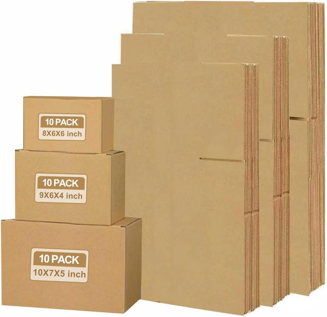 36Pcs Shipping Boxes,8x6x6 & 9x6x4 & 10x7x5 Mix and match Small Shipping Boxes,3 Sizes 12PCS Each shoe boxes cardboard.