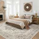 Area Rug 10x14 Washable Vintage - Soft Traditional Rug for Living Room Bedroom Dining Room or Home Office -Non Slip Backing Large Rugs with Low Pile Farmhouse Oriental Retro Carpet - Light Brown
