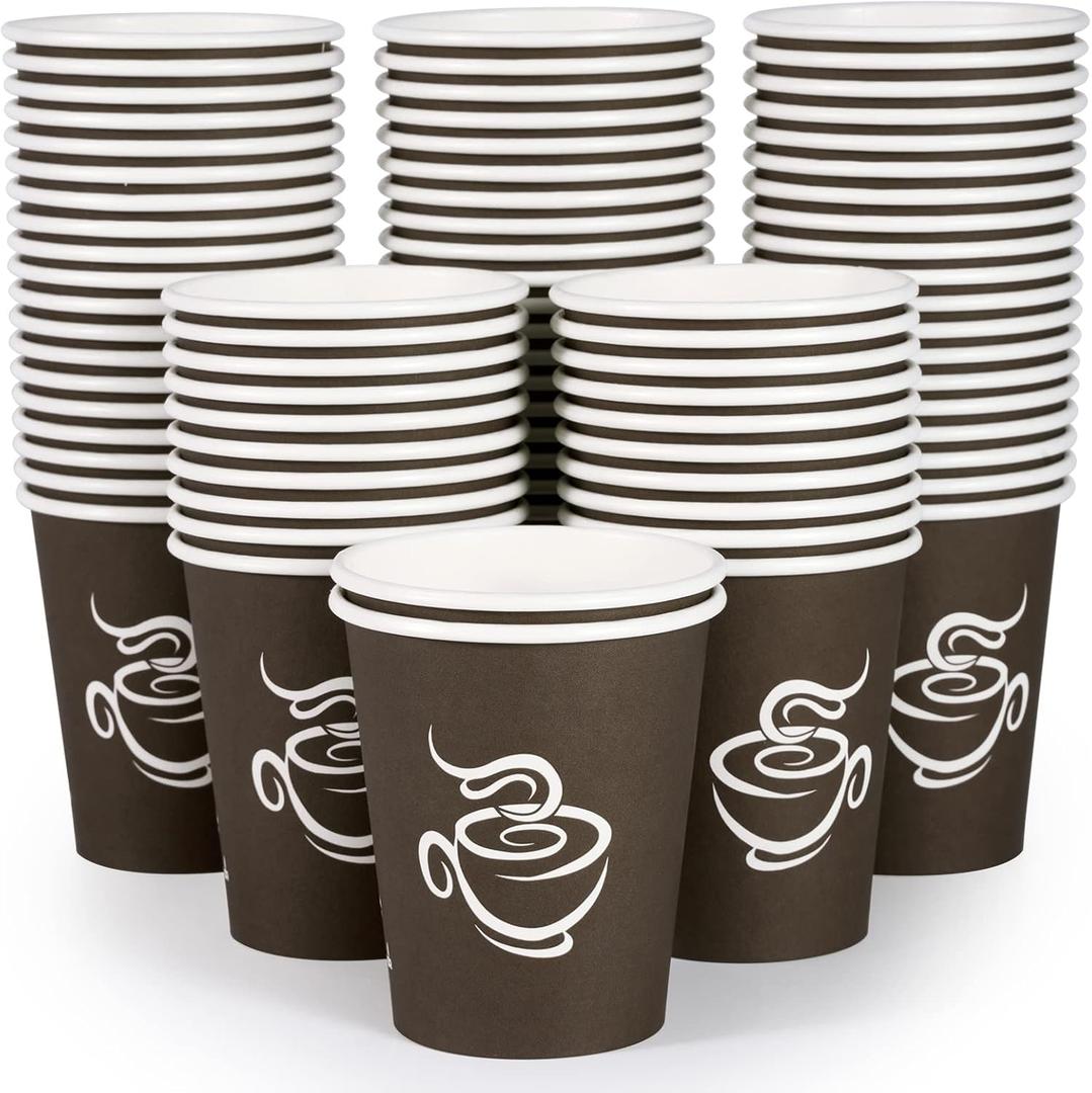 LITOPAK 400 Pack 8 oz Paper Cups, Brown Disposable Hot Coffee Cups for Party, Picnic, Travel, and Events (Brown&8oz)
