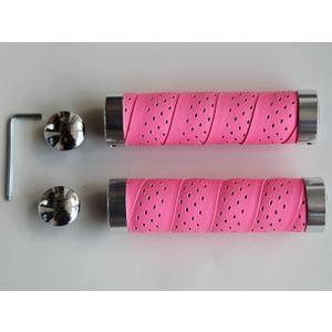 Bike Handlebar Grips Double Lock 130/130mm On Fit 22.2mm (7/8") Handlebar Grips for Mountain Bike Road Bicycle with High Stain Resistance Silicone Surface, Shock Absorbing EVA (Rose red)