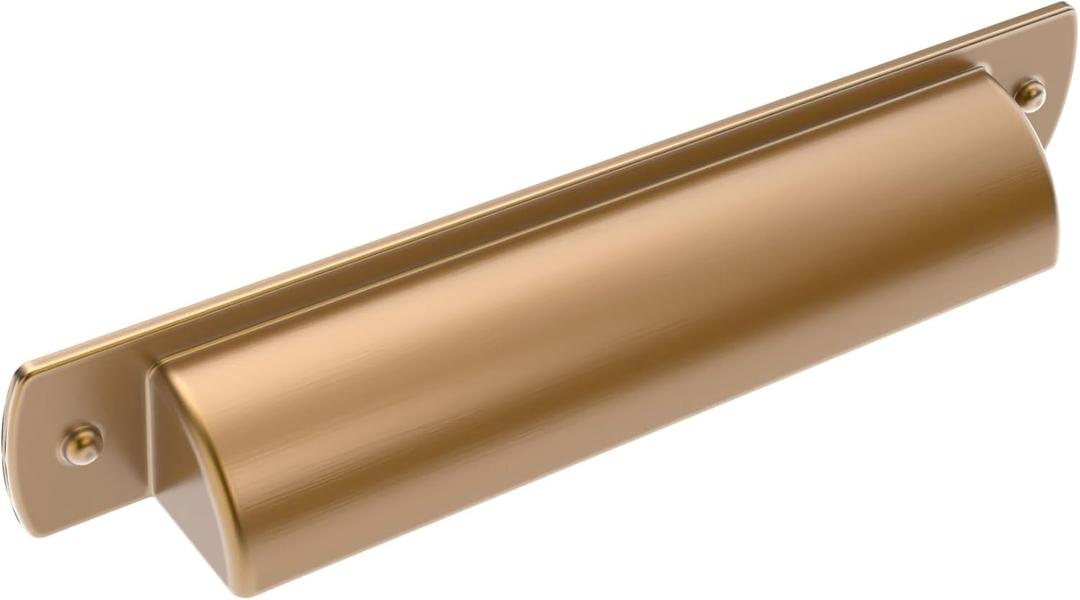 10 Pack Champagne Bronze Cabinet Cup Pulls 3.75 Inch Cabinet Handles Kitchen Cabinet Hardware Cup Pulls for Cabinets Champagne Drawer Pulls Zinc Alloy Drawer Handle (3.75"/96MM Hole Center)