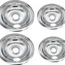 WB31T10010 and WB31T10011 Replacement Chrome Drip Pans for GE/Hotpoint Electric Range with Locking Slot Includes 2 6-Inch and 2 8-Inch Pans, 4 Pack WB32T10008 WB32X10015 DP165 GE68C