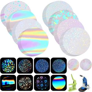 200 Pcs Badge Protective Film 35mm (1.38 in), 8 Styles of Holographic Glitter, Badge Film for 1 Inch 25mm Button Maker Machine, 25mm Button Making Supplies