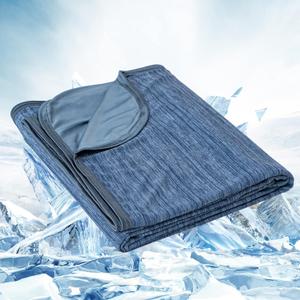 OIGAE Cooling Blanket for Hot Sleepers - Soft & Lightweight Summer Cold Blanket for Night Sweats | Perfect for Bed, Couch, Sofa (Dark Blue, Queen 90" x 90")