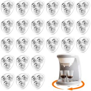 Honoson 24 Pcs Self Adhesive Caster Wheels Appliance Rollers Appliance Sliders for Kitchen 360 Swivel Universal Wheel Mini Small Kitchen (Clear with 3 Steel Ball Style)