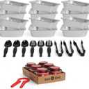 Alpha Living 6 Pack Refill Kit - Disposable Chafing Dish Buffet Set, Welded Body Food Warmers for Parties, Fuel Cans, Half Size Pans, Warming Trays