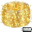 Warm White Christmas Lights - 100 LED 33ft String Lights for Bedroom Indoor, 8 Modes Fairy Twinkle Lights Plug in, Waterproof Outdoor Hanging Lights for Room, Xmas Tree, Garden & Party Decor